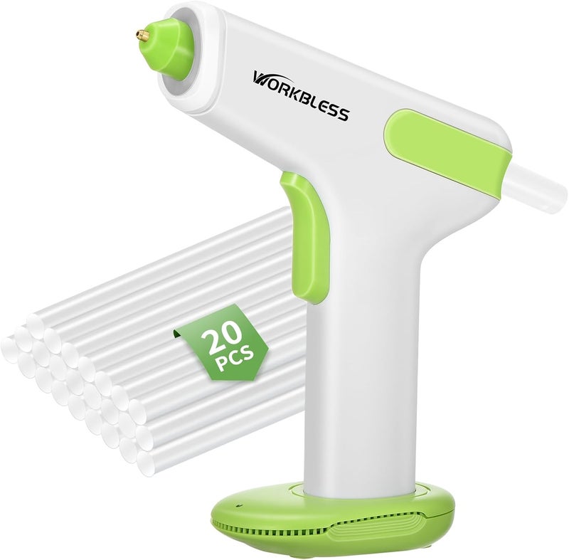 WorkBless Cordless Hot Glue Gun: Glue Gun and 20PCS 0.28'' Mini Sticks Set - Glue Gun Cordless & Rechargeable 2900mAh Battery for Crafts, Home & Christmas Decorations, Automatic Glue Feeding - Image 1